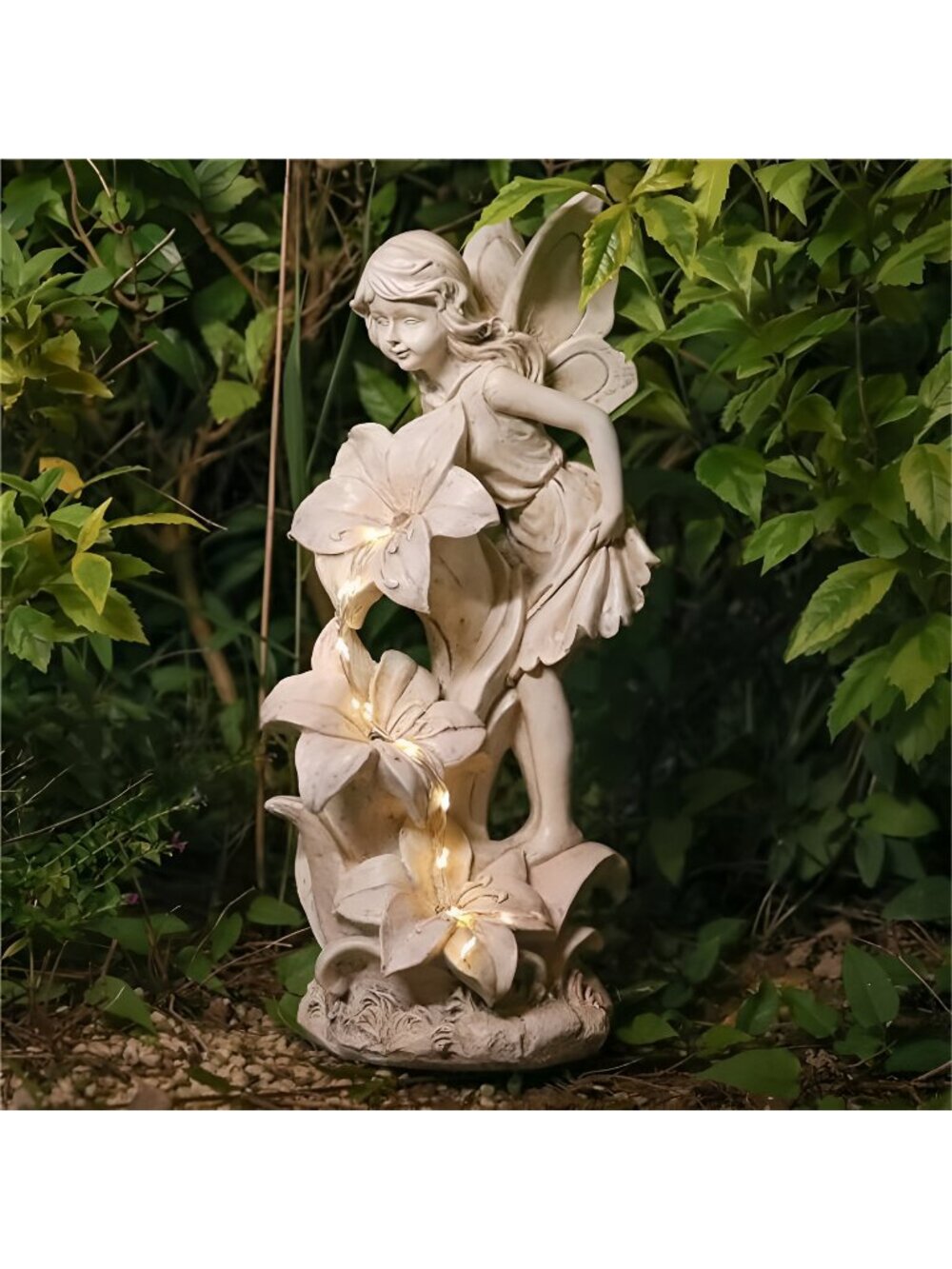 Angel Garden Statue Outdoor, Solar Powered Resin Garden Sculptures Fairy Angel